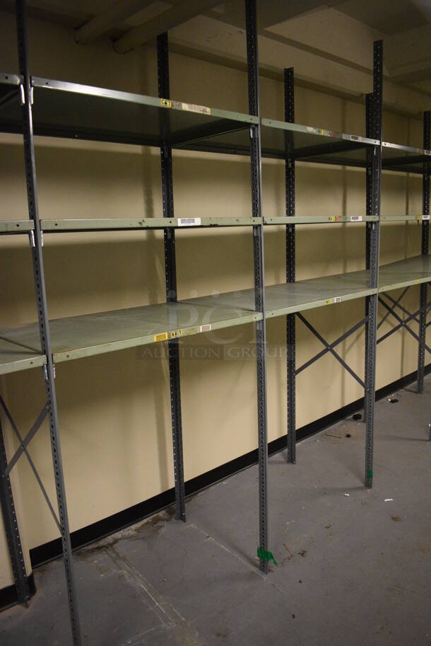 ALL ONE MONEY! Lot of Metal Shelving Unit; 11 Sections. BUYER MUST REMOVE: Give Yourself Ample Time To Remove This Item on Pick Up Day. 400x24x97. (north basement 004c) - Image 5 of 7