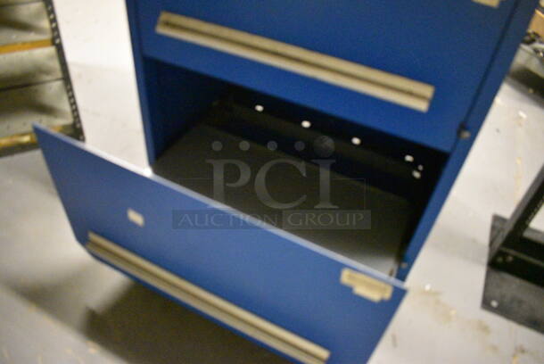 Blue Metal 2 Drawer Filing Cabinet. 30x22x33. (south basement 018) - Image 5 of 5