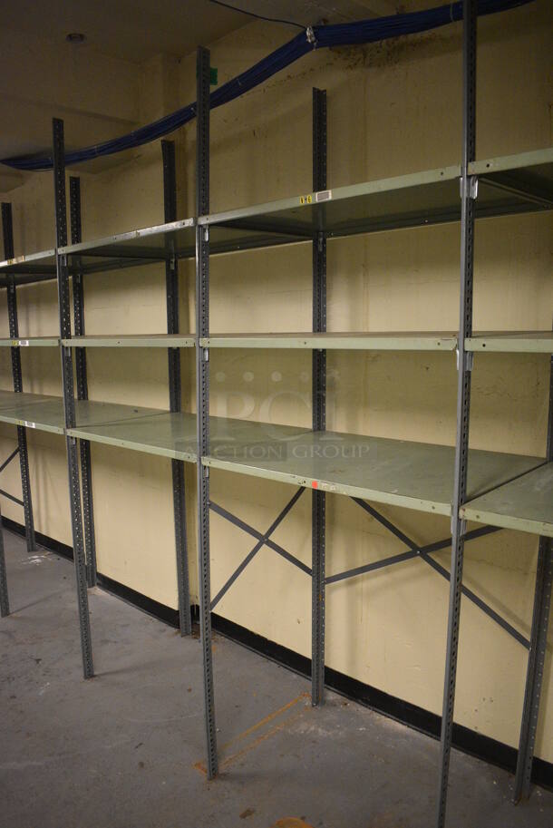 ALL ONE MONEY! Lot of Metal Shelving Unit; 11 Sections. BUYER MUST REMOVE: Give Yourself Ample Time To Remove This Item on Pick Up Day. 400x24x97. (north basement 004c) - Image 3 of 6