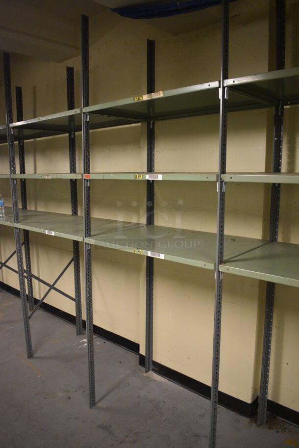 ALL ONE MONEY! Lot of Metal Shelving Unit; 11 Sections. BUYER MUST REMOVE: Give Yourself Ample Time To Remove This Item on Pick Up Day. 400x24x97. (north basement 004c) - Image 4 of 6