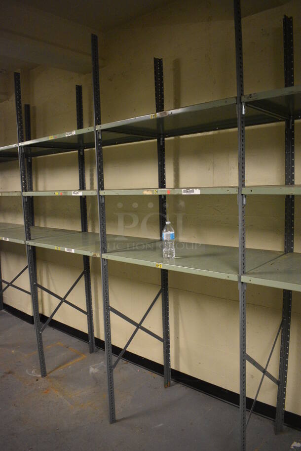 ALL ONE MONEY! Lot of Metal Shelving Unit; 11 Sections. BUYER MUST REMOVE: Give Yourself Ample Time To Remove This Item on Pick Up Day. 400x24x97. (north basement 004c) - Image 5 of 6