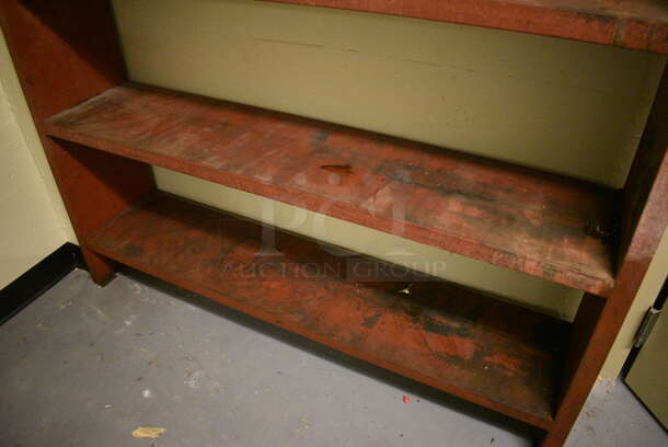 Red Metal 5 Tier Shelving Unit. BUYER MUST REMOVE: Give Yourself Ample Time To Remove This Item on Pick Up Day. 57x12x76. (north basement 004c) - Image 2 of 4