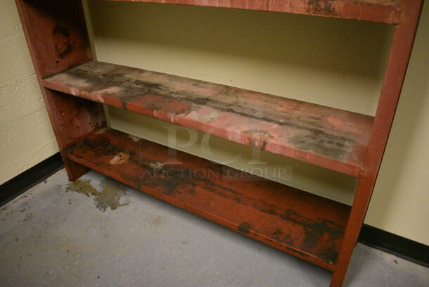 Red Metal 5 Tier Shelving Unit. BUYER MUST REMOVE: Give Yourself Ample Time To Remove This Item on Pick Up Day. 57x12x76. (north basement 004c) - Image 2 of 4