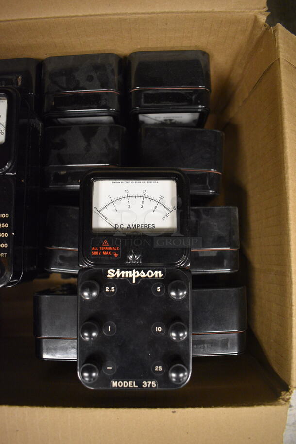 20 Simpson Units Including 9 Model 375 DC Amperes, 4 Model 373 Milliamperes, 4 Model 370 Amperes, 2 Model 370 AC Amperes. 3x3x6. 20 Times Your Bid! (room 105) - Image 2 of 8