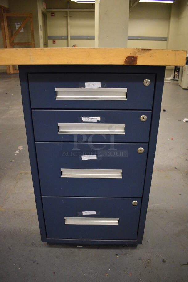 Butcher Block Tabletop on 3 Drawer Filing Cabinet and 4 Drawer Filing Cabinet. 96x30x36. (north basement 004e) - Image 5 of 7