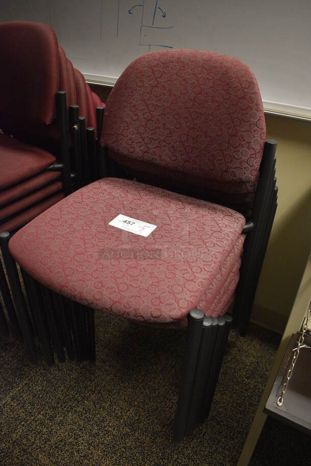 7 Maroon Patterned Chairs. 20x20x32. 7 Times Your Bid! (room 211) - Image 2 of 5