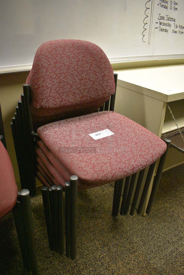 7 Maroon Patterned Chairs. 20x20x32. 7 Times Your Bid! (room 211) - Image 3 of 5
