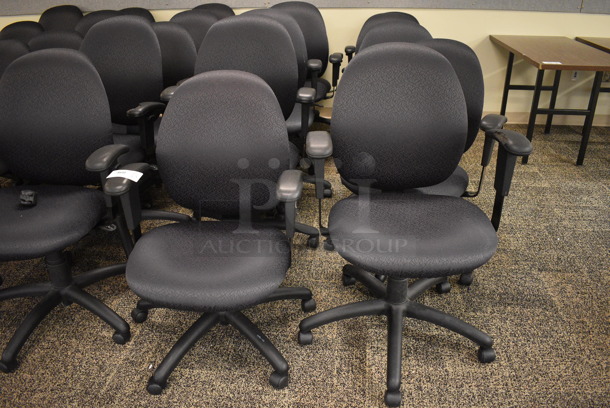 10 Office Chairs w/ Arm Rests on Casters. 26x24x39. 10 Times Your Bid! (room 211)