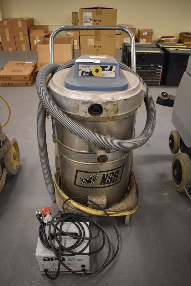 NSS Model 6000 Ranger Floor Cleaner w/ Apa Automatic Battery Charger. 20x26x36. (south basement 019)