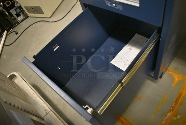 Butcher Block Tabletop on 3 Drawer Filing Cabinet and 4 Drawer Filing Cabinet. 96x30x36. (north basement 004e) - Image 4 of 5