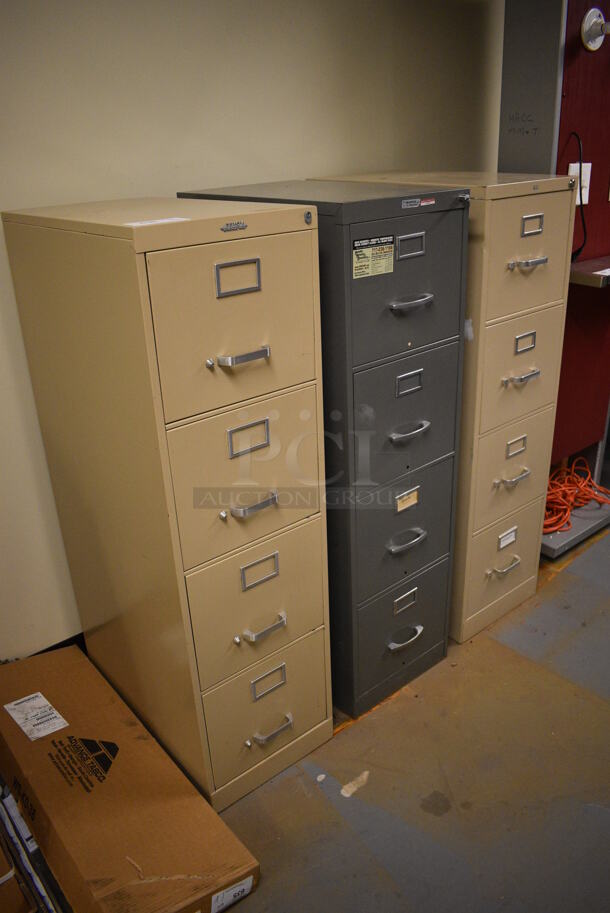 3 Various Metal 4 Drawer Filing Cabinets. 15x26x52. 3 Times Your Bid! (south basement 012) - Image 2 of 8