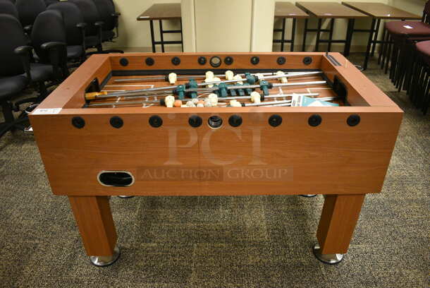 Harvard Wood Pattern Foosball Table. 31x55x34.5. (room 211) - Image 1 of 10