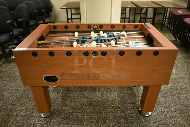 Harvard Wood Pattern Foosball Table. 31x55x34.5. (room 211)