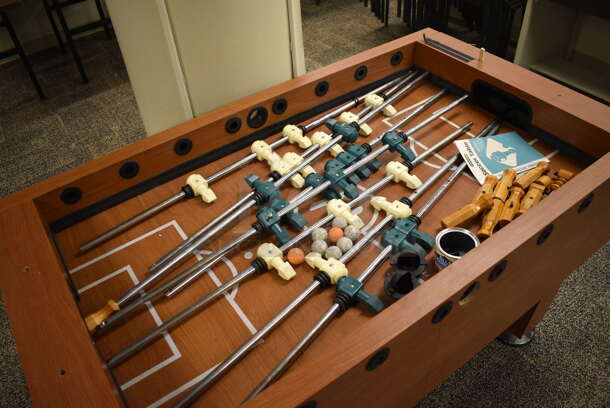Harvard Wood Pattern Foosball Table. 31x55x34.5. (room 211) - Image 4 of 10