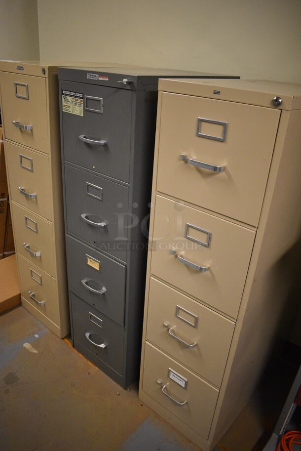 3 Various Metal 4 Drawer Filing Cabinets. 15x26x52. 3 Times Your Bid! (south basement 012) - Image 8 of 8