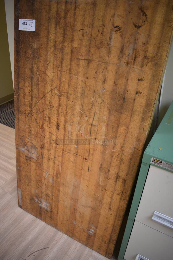 Butcher Block Tabletop and 2 Gray and Green 2 Drawer Cabinets. 96x30x2, 30x28x34. (across room 213) - Image 5 of 10