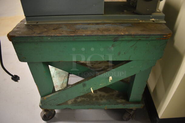 Raytech 10 Metal Diamond Saw on Wooden Stand w/ Commercial Casters. 18x30x35. (south basement 012) - Image 3 of 8