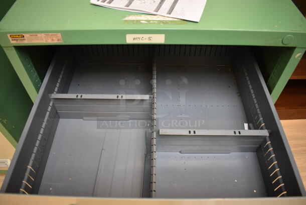 Butcher Block Tabletop and 2 Gray and Green 2 Drawer Cabinets. 96x30x2, 30x28x34. (across room 213) - Image 9 of 10
