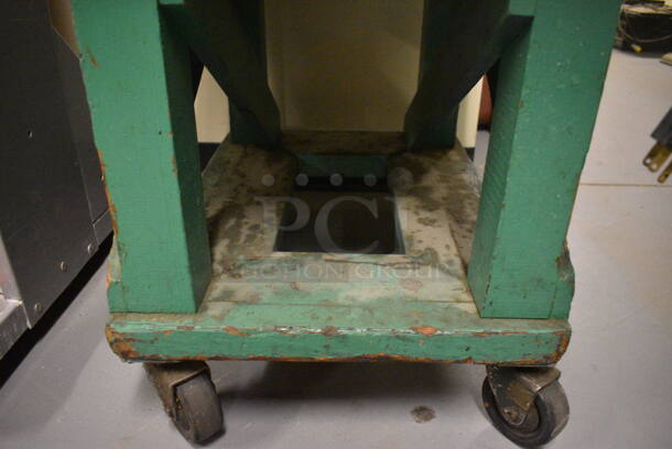 Raytech 10 Metal Diamond Saw on Wooden Stand w/ Commercial Casters. 18x30x35. (south basement 012) - Image 6 of 8