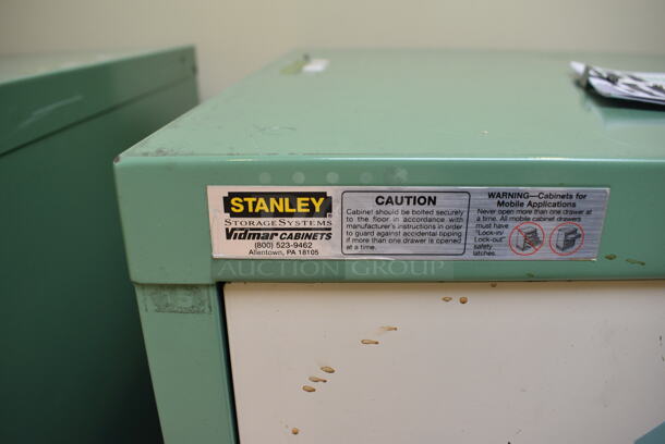 Butcher Block Tabletop and 2 Gray and Green 2 Drawer Cabinets. 96x30x2, 30x28x34. (across room 213) - Image 10 of 10
