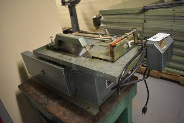 Raytech 10 Metal Diamond Saw on Wooden Stand w/ Commercial Casters. 18x30x35. (south basement 012) - Image 7 of 8