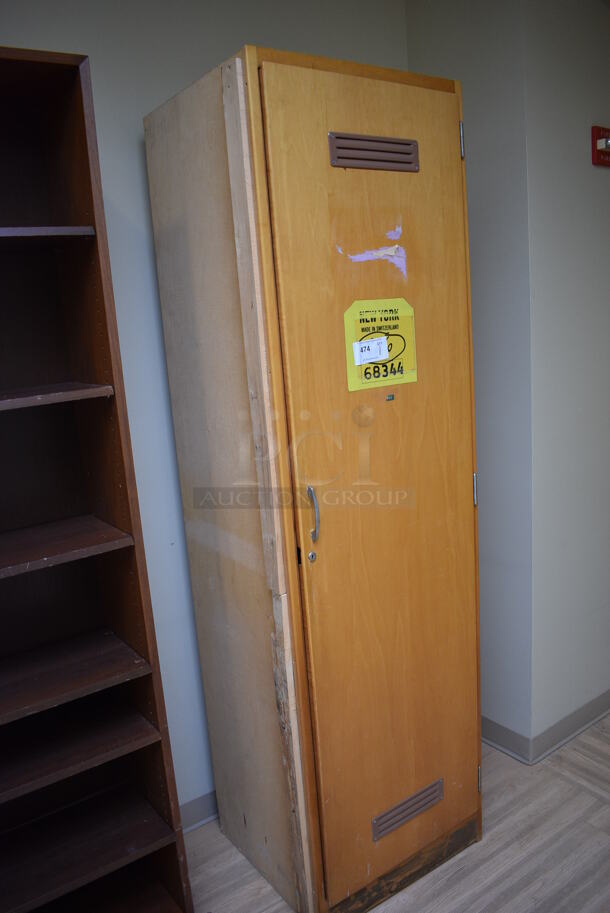 Wood Pattern Single Door Cabinet. 24x24x84. (across room 213) - Image 2 of 6