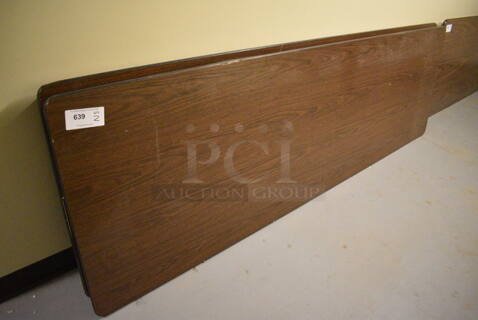 2 Wood Pattern Folding Tables. 96x30x30. 2 Times Your Bid! (south basement 012)