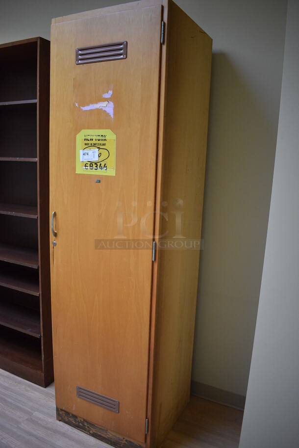Wood Pattern Single Door Cabinet. 24x24x84. (across room 213) - Image 3 of 6