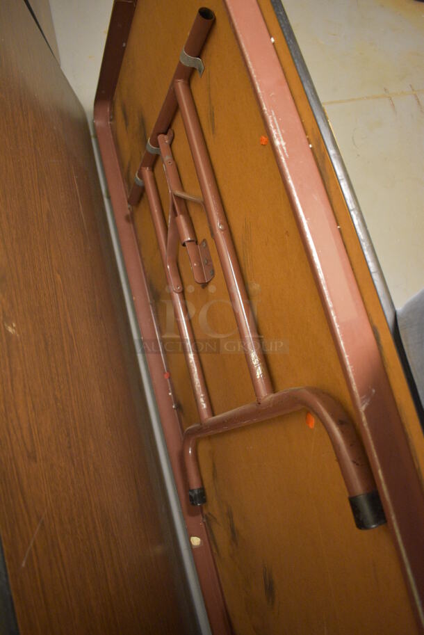 2 Wood Pattern Folding Tables. 96x30x30. 2 Times Your Bid! (south basement 012) - Image 3 of 4
