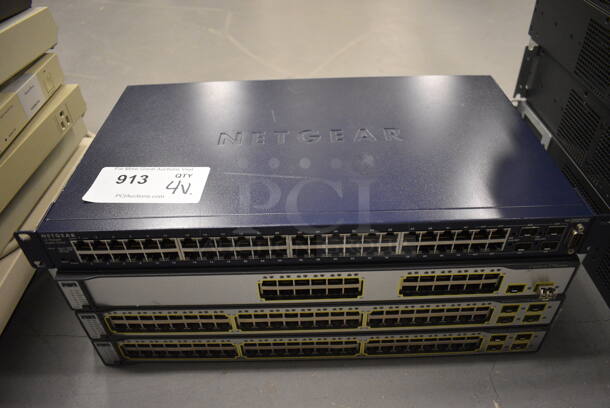 4 Various Units; 3 Cisco Catalyst Units and Netgear Unit. Includes 19x10x2. 4 Times Your Bid! (south basement 019) - Image 4 of 6