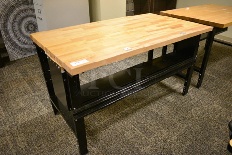 2 Butcher Block Tabletop on Black Metal Frame. 60x34x34. 2 Times Your Bid! (room 215)