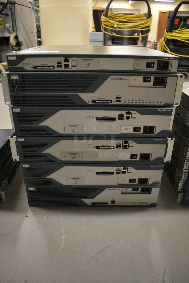 6 Various Cisco Systems Units Including 2800 Series and 3800 Series. Including 19x16.5x4. 6 Times Your Bid! (south basement 019)