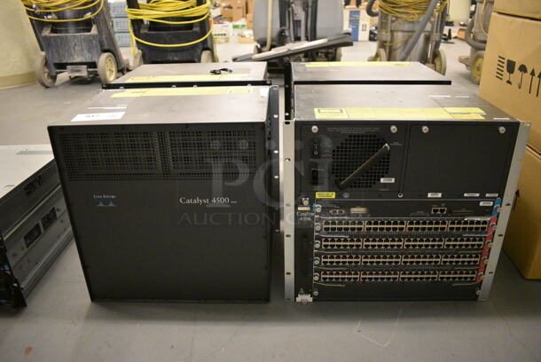 4 Various Units Including Cisco Systems Catalyst 4500. Includes 19x14x17.5. 4 Times Your Bid! (south basement 019)