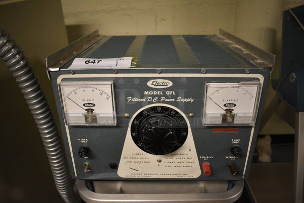 Electro Model GFl Metal Filtered DC Power Supply on Cart w/ Commercial Casters. 18x28x42. (south basement 012) - Image 2 of 6