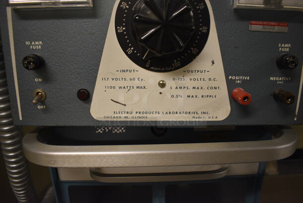 Electro Model GFl Metal Filtered DC Power Supply on Cart w/ Commercial Casters. 18x28x42. (south basement 012) - Image 5 of 6
