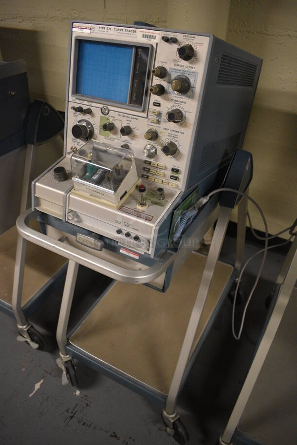 Tektronix Type 576 Metal Curve Tracker on Cart w/ Commercial Casters. 18x28x48. (south basement 012) - Image 2 of 8