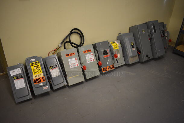 12 Various Gray Metal Electric Boxes. Includes 9x8x16. 12 Times Your Bid! (south basement 019)
