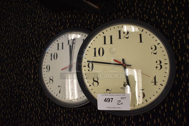 2 Various Clocks. 13.5x2.5x13.5. 2 Times Your Bid! (room 220)