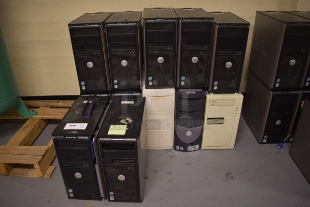 12 Various Computer Towers. Includes 7x17.5x17. 12 Times Your Bid! (south basement 012)