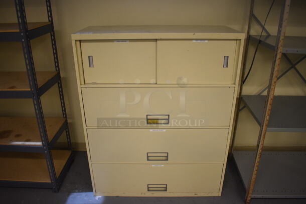 Tan Metal Filing Cabinet. 42x18x52. (south basement 019) - Image 1 of 4