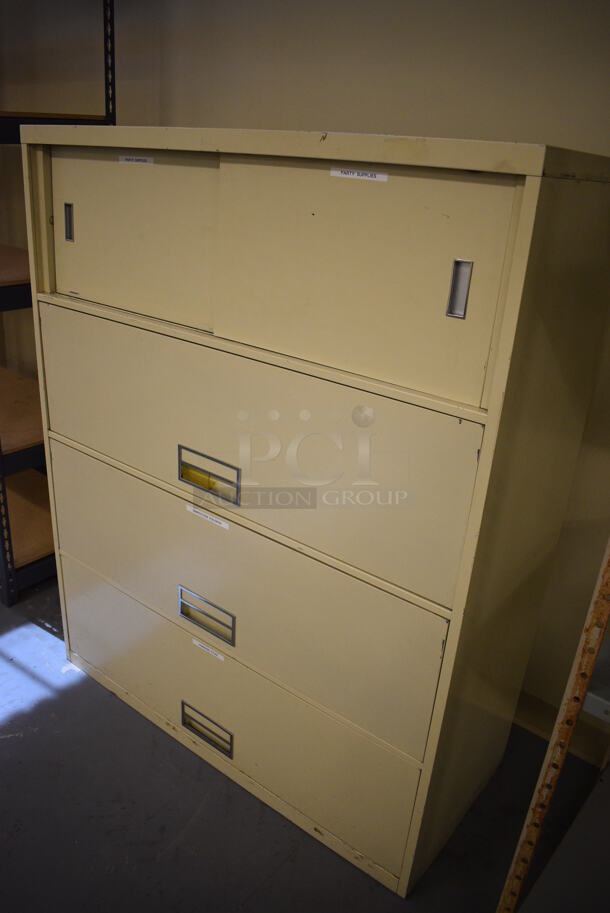 Tan Metal Filing Cabinet. 42x18x52. (south basement 019) - Image 3 of 4