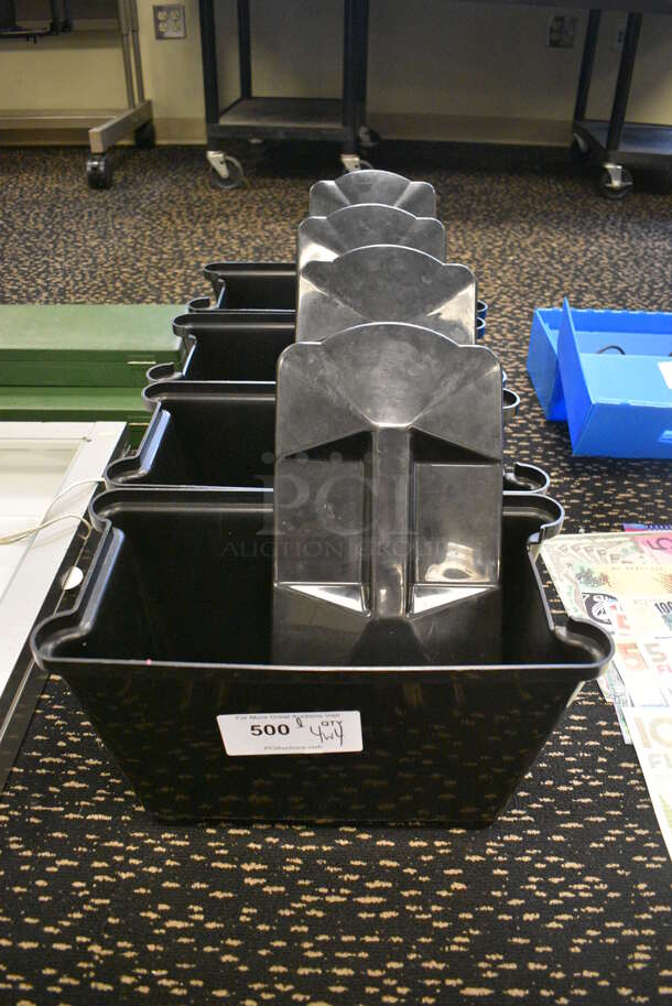 4 Black Poly Beverage Container Stands and 4 Lids. 15.5x8x9. 4 Times Your Bid! (room 220)