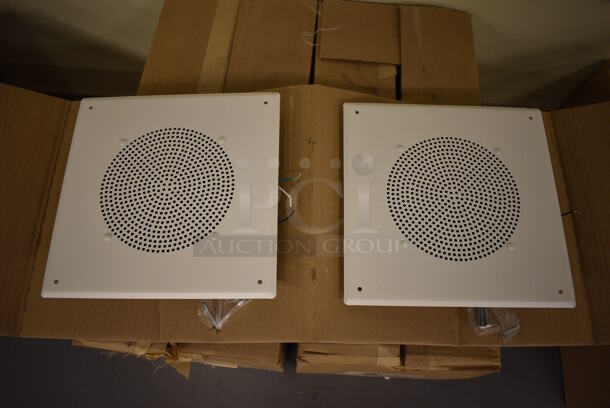 ALL ONE MONEY! Lot of 14 White Metal Speakers. 11.5x11.5x3. (south basement 019)