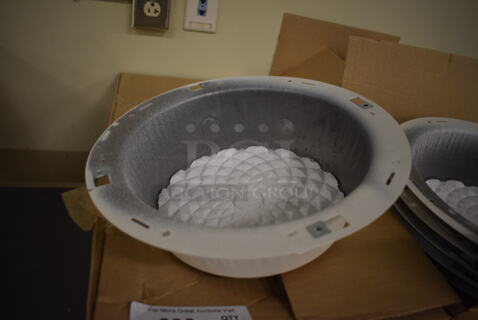 ALL ONE MONEY! Lot of 4 Boxes of Quam White Speaker Enclosure. 12.5x12.5x4. (south basement 019)