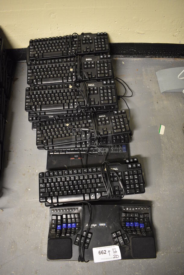 ALL ONE MONEY! Lot of 20 Various Computer Keyboards! Includes 17.5x5.5x1.5. (south basement 012)