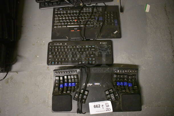 ALL ONE MONEY! Lot of 20 Various Computer Keyboards! Includes 17.5x5.5x1.5. (south basement 012) - Image 4 of 5