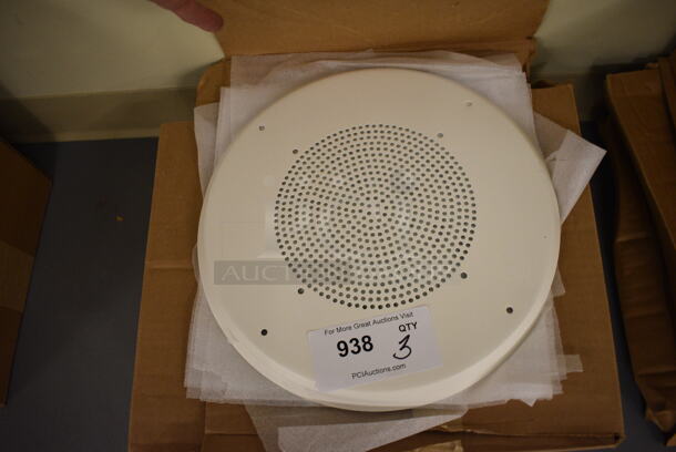 ALL ONE MONEY! Lot of 3 Boxes of Quam White Round Speaker Covers. 13x13. (south basement 019) - Image 1 of 4