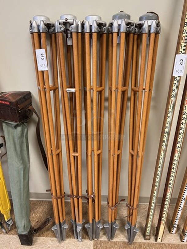 5 Wood Pattern Tripods. 61". 5 Times Your Bid! (room 122) - Image 1 of 4