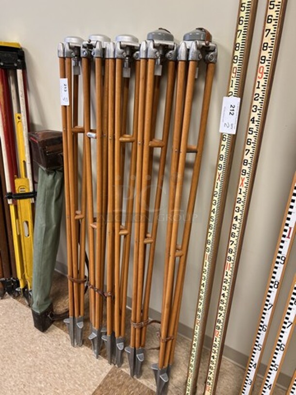 5 Wood Pattern Tripods. 61". 5 Times Your Bid! (room 122) - Image 2 of 4