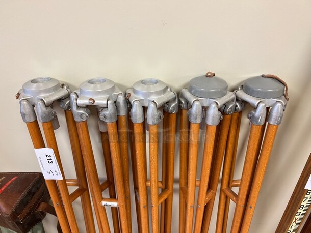 5 Wood Pattern Tripods. 61". 5 Times Your Bid! (room 122) - Image 3 of 4